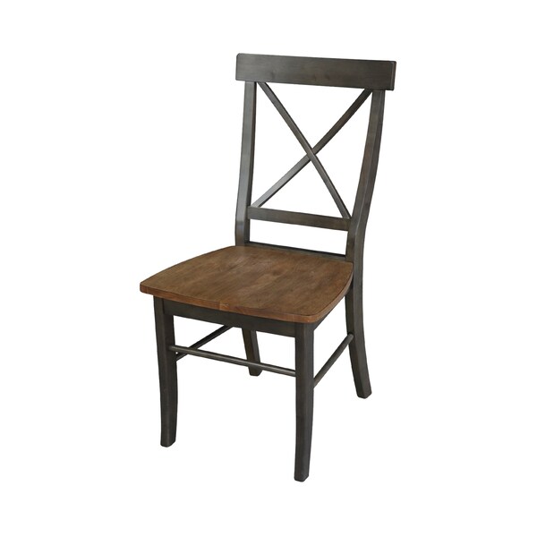 International Concepts X-Back Chair, Solid Wood Seat, Set of 2 Chairs, Hickory/Washed Coal C45-613P - main
